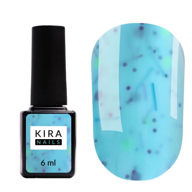 Kira Nails Lollypop Base No. 006 (blue with colorful flakes), 6 ml