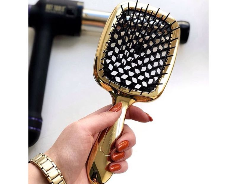 Janeke Superbrush Hair Comb Gold with Black