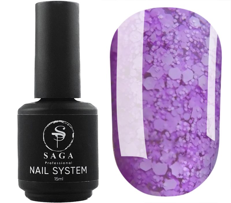 SAGA professional Гель-лак Мармелад 5 (сиреневый с хлопьями), 15 мл