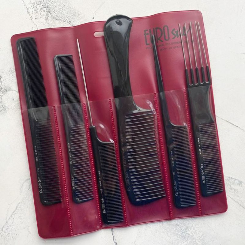 EUROstil Set of combs 6 pcs in a burgundy case