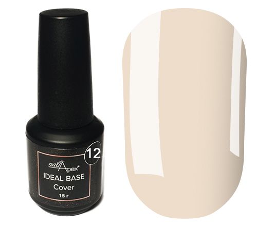 NailApex Ideal Base Камуфлирующая база №12 (молочный персик), 15 мл