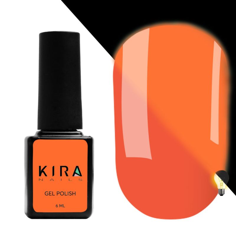 Гель-лак Kira Nails FLUO 007 (морковно-красный, флуоресцентный), 6 мл