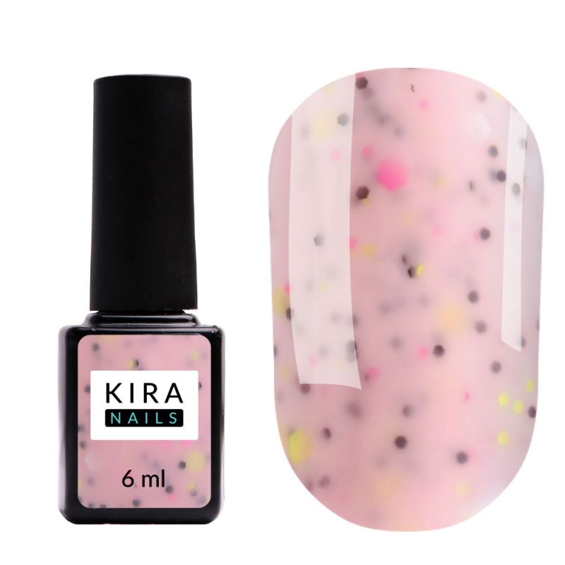Kira Nails Lollypop Base #004 (pink with multicolored flakes), 6 ml