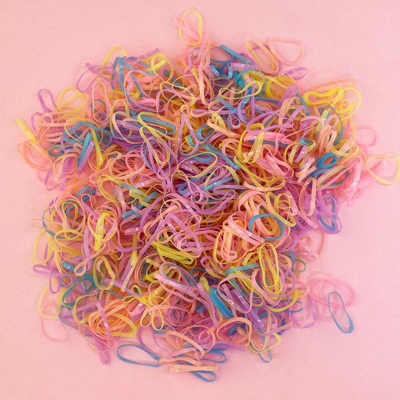 Elastic bands for braids silicone (colored pastel) 2 cm, 1000 pcs