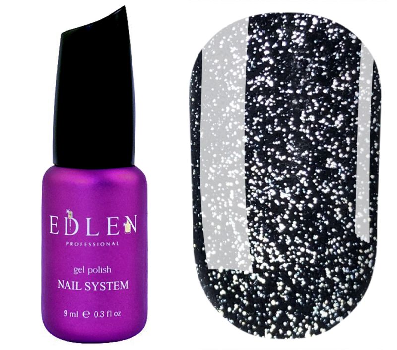 Edlen Gel polish for nails Flash Fire 02 (black, reflective), 9 ml
