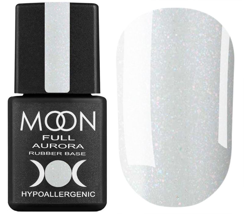 MOON FULL Rubber Base Aurora №2001 (белый с шиммером), 8 мл