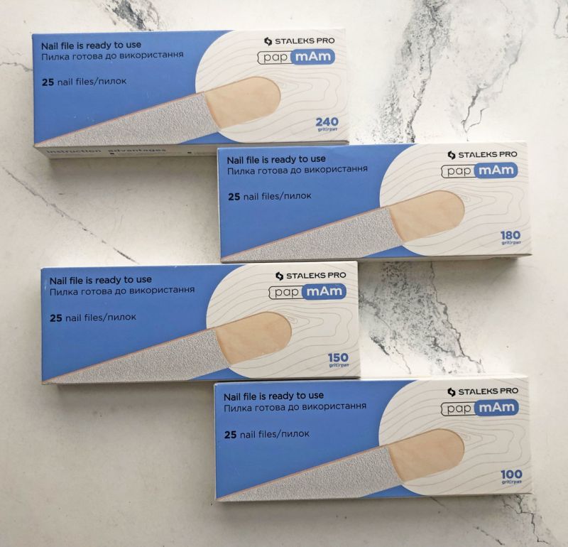 Staleks Pro - Set of replaceable white papmAm files (wooden base) EXPERT 22 100 grit, 25 pcs
