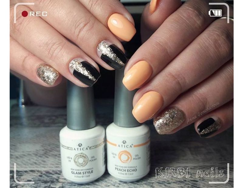 Gel polish Atica Glam Style GPM74 (light bronze with sparkles), 7.5 ml