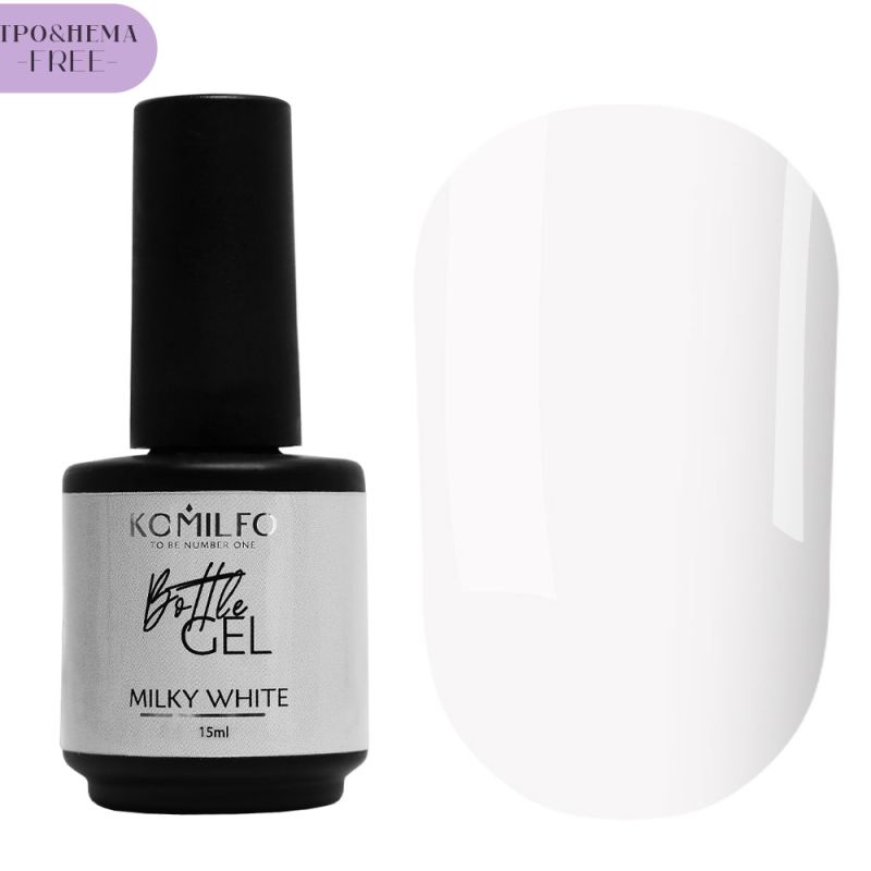 Komilfo Bottle Gel Milky HEMA/TPO free, жидкий гель для ногтей, 15 мл