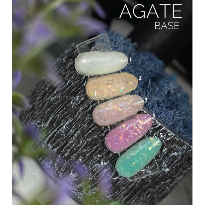 SAGA professional AGATE BASE 3 (ніжно-рожевий з ефектом битого скла), 9 мл