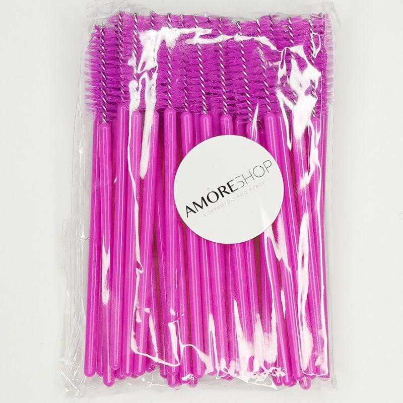 Eyelash brush, nylon, lilac (50 pcs/pack)