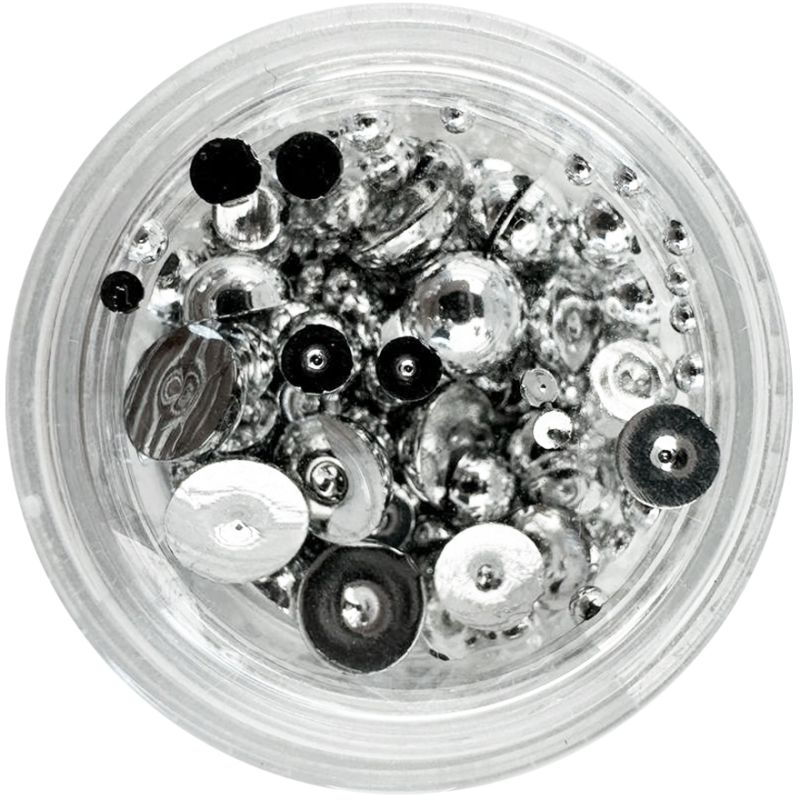 Nail decor pearls, halves Silver, 2 g, Mix, (in container)