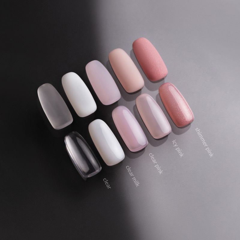 Couture Color Fiber Base Shimmer Pink - nylon fiber gel polish base, pink with shimmer, 9 ml