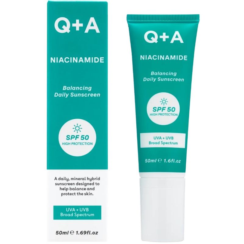 Q+A Balancing sunscreen for the face Niacinamide Balancing Daily Sunscreen, 50 ml