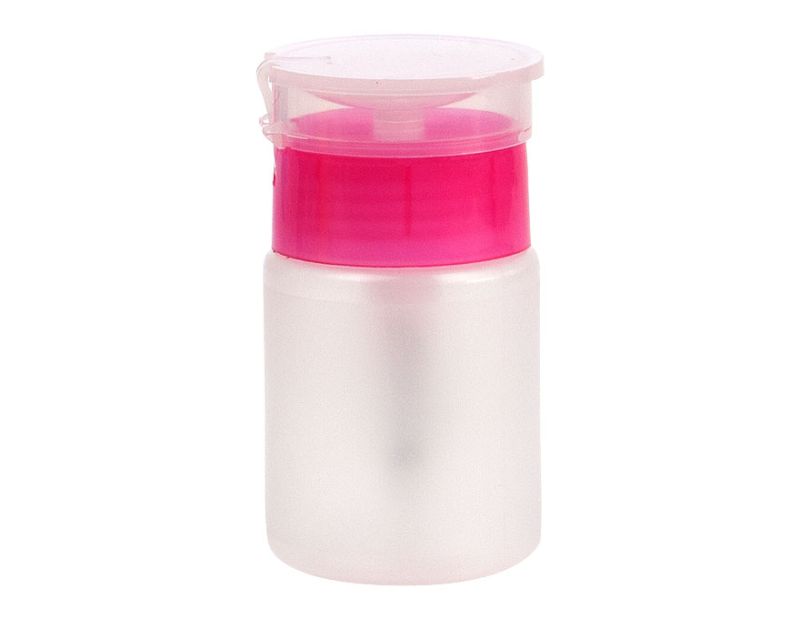 Plastic container with plastic dispenser for liquids, pink, 50 ml