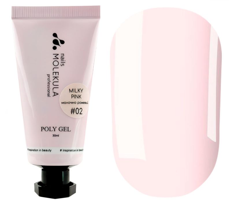 Molekula Gel for nails Poly Gel №02 Pink (light pink, translucent), 30 ml