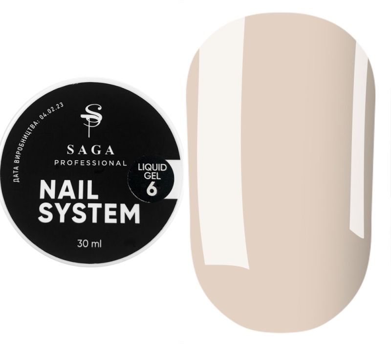 SAGA professional LIQUID GEL 06 (молочно-бежевый), 30 мл