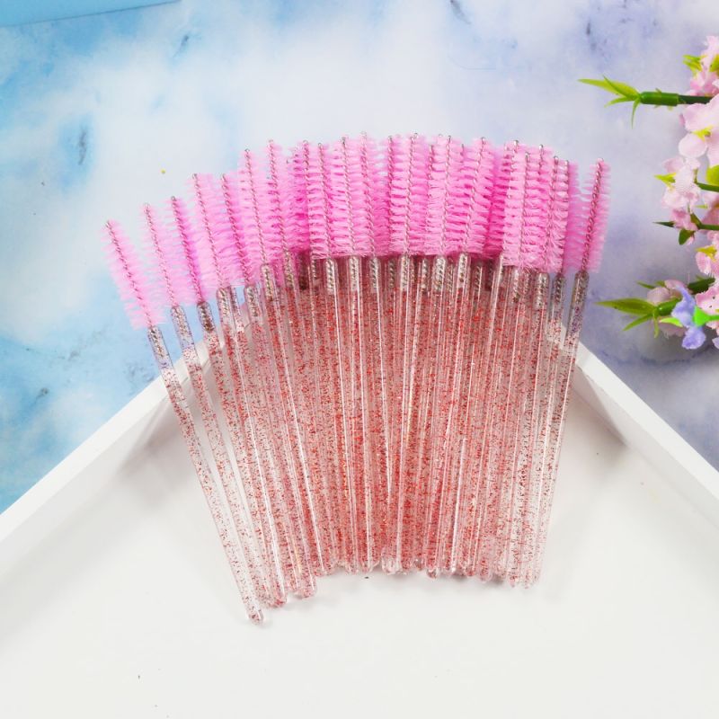 Hair brush, nylon, rozheva on a transparent base with red glitter, (50 pcs/pack)
