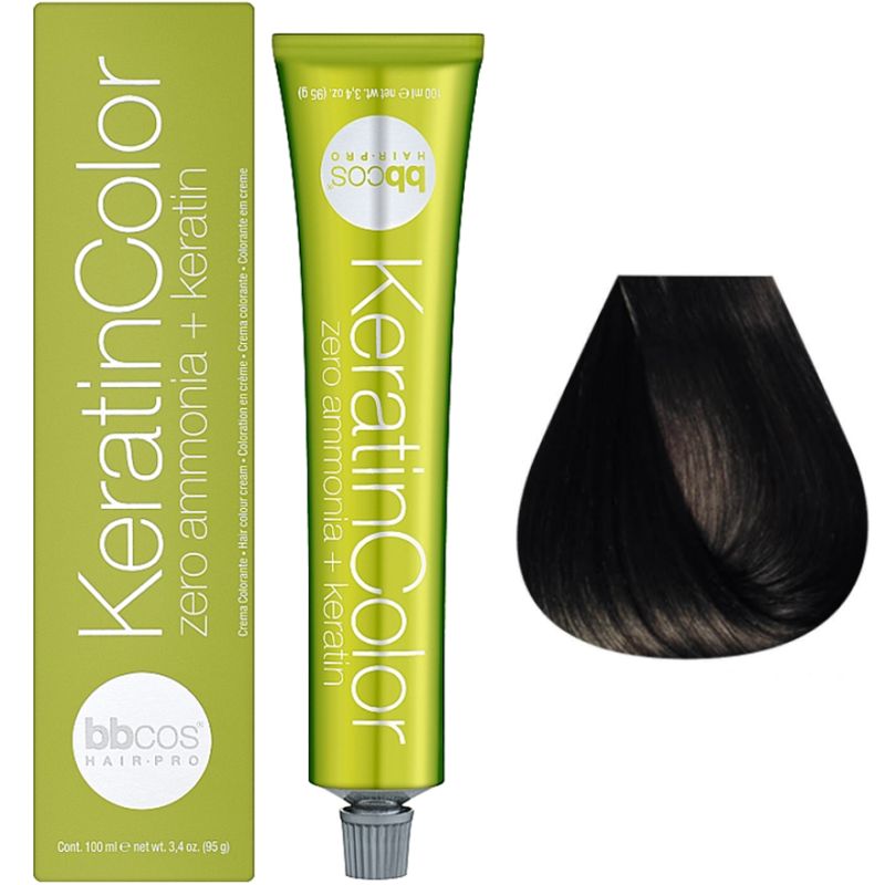 Bbcos Keratin Color Cream-farba for hair 2/0 brown, 100 ml