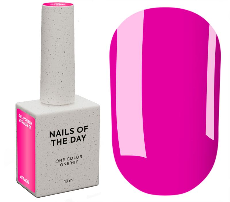 Nails Of The Day Гель-лак Vitrage 01 (яскраво-рожевий), 10 мл