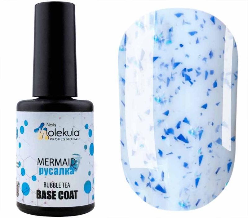 Molekula Base Coat Bubble Tea Mermaid (soft blue with blue shimmer) #BB002, 12 ml
