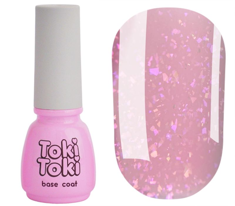 Toki Toki Nail base Stars Base SB09 (pink with gold leaf), 5 ml