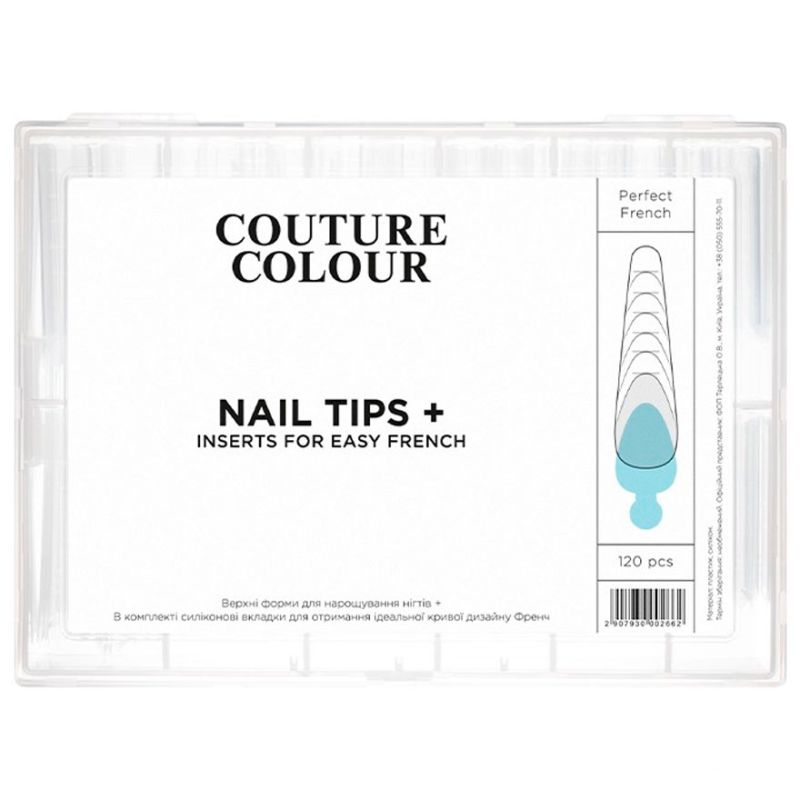 Couture Color Top Extensions + Molds Stencils Nail Tips + Inserts for Easy French, 120 pcs