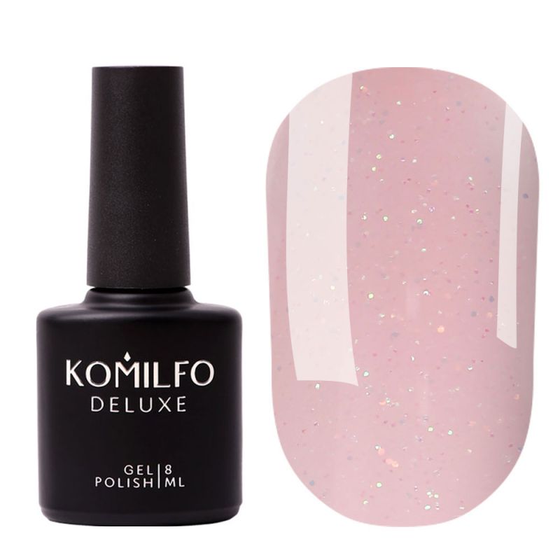 Komilfo Moon Crush Base 106 light beige, golden green glitter, translucent, 8 ml