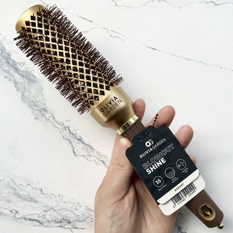 Olivia Garden Брашинг термо EXPERT BLOWOUT SHINE Wavy Bristles Gold&Brown 35