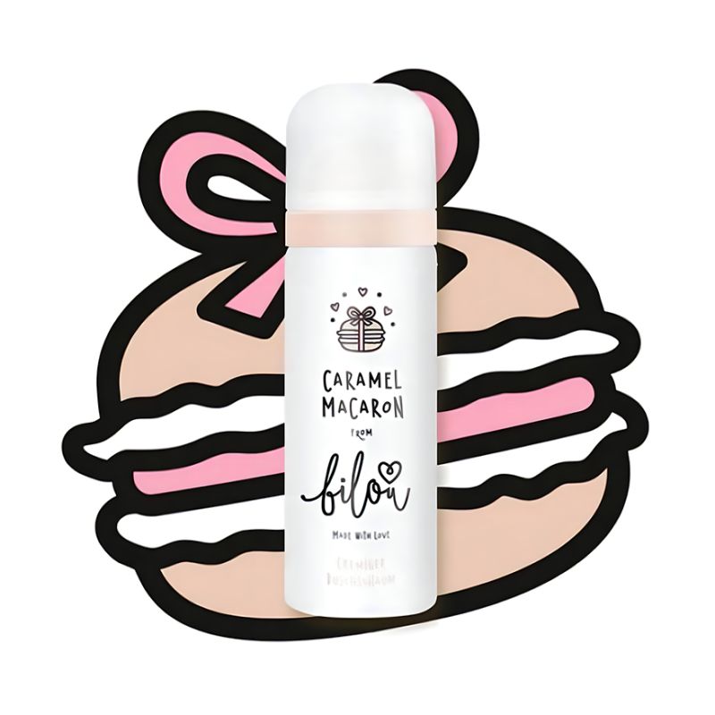 Bilou Мини-пенка для душа Caramel Macaron, 50 мл
