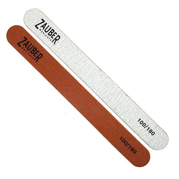 Zauber files straight narrow 100/180 for natural and artificial nails, 2 pcs. packaged