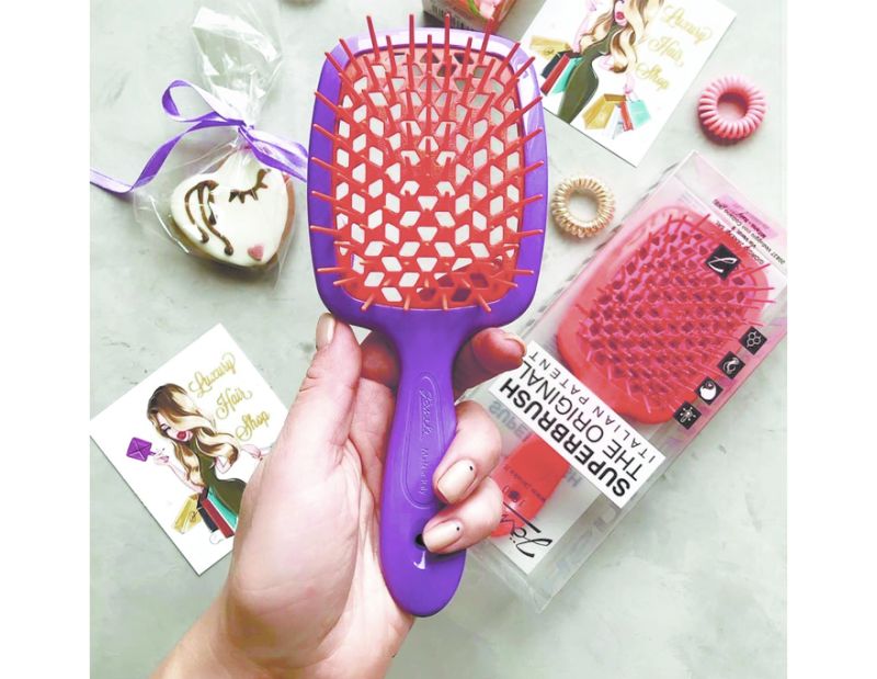 Janeke Superbrush Гребінець для волосся Фіолетовий з Помаранчевим