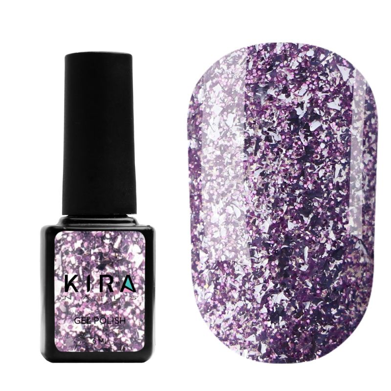 Kira Nails Shine Bright gel-varnish No. 009 (lilac with sparkles), 6 ml