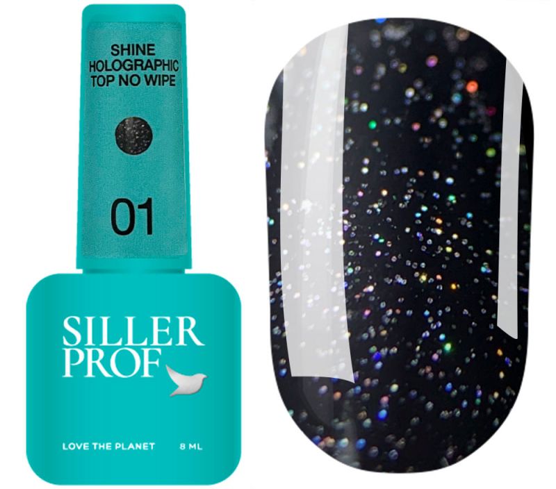 Siller Nail Top No Wipe Shine Holographic No. 01, 8 ml