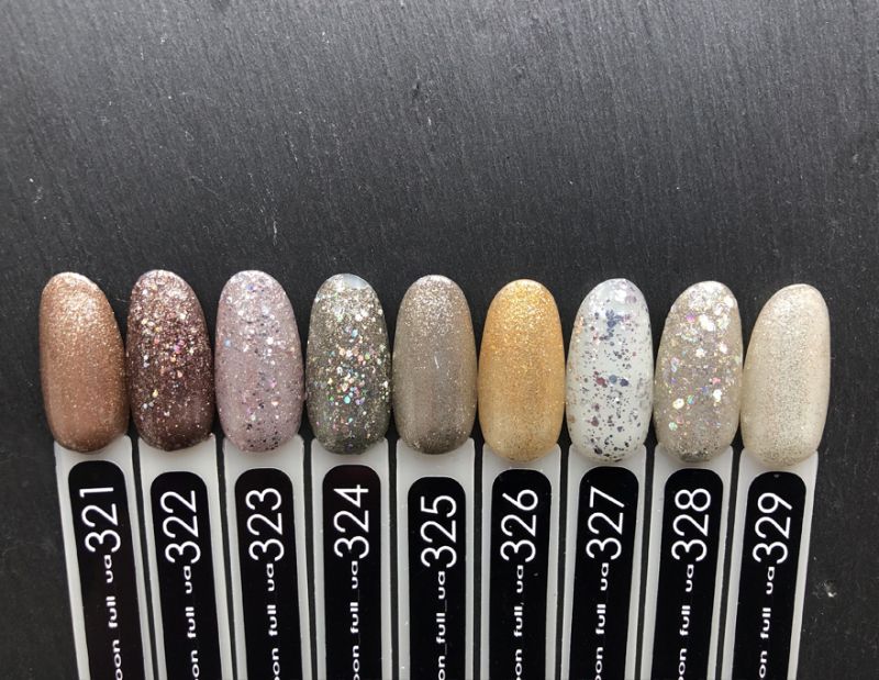 MOON FULL color Gel polish gel-varnish No. 327 (silver glitter on a transparent basis), 8 ml