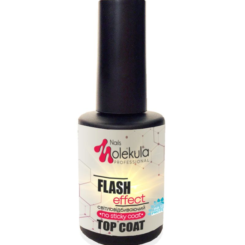 Molekula Топ для ногтей светоотражающий без липкого слоя Top FLASH effect No Sticky, 12 мл