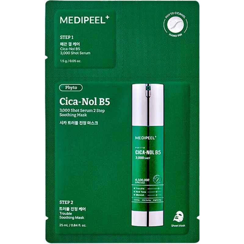 MEDI-PEEL Набір двоетапний сироватка і маска з центеллою Phyto Cica-nol B5 3000 Shot Serum 2 Step Mask, 1 шт