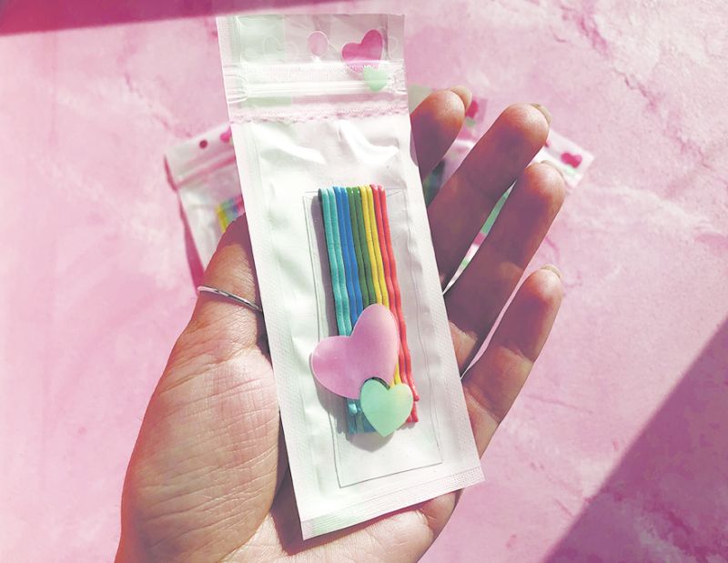 Multicolored invisible pins No. 8, 5.5 cm wavy (10pcs)