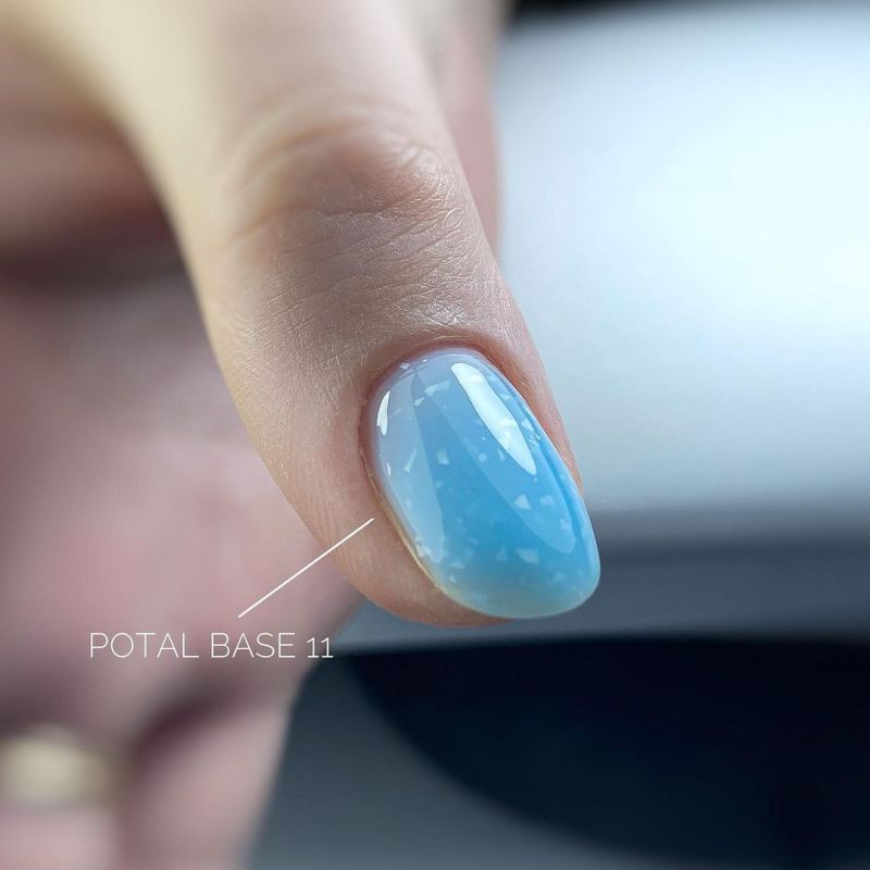 Grade Base for nails Potal base 11 (azure with flakes), 15 ml