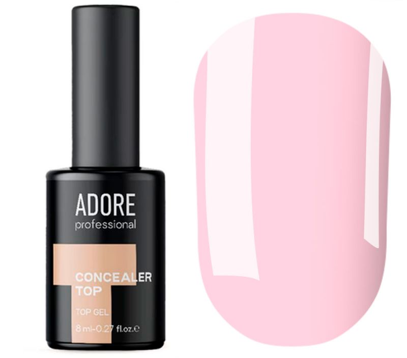 ADORE Concieler top coat No. 002 (milky pink) - camouflage top without a sticky layer with a UV filter, 7.5 ml