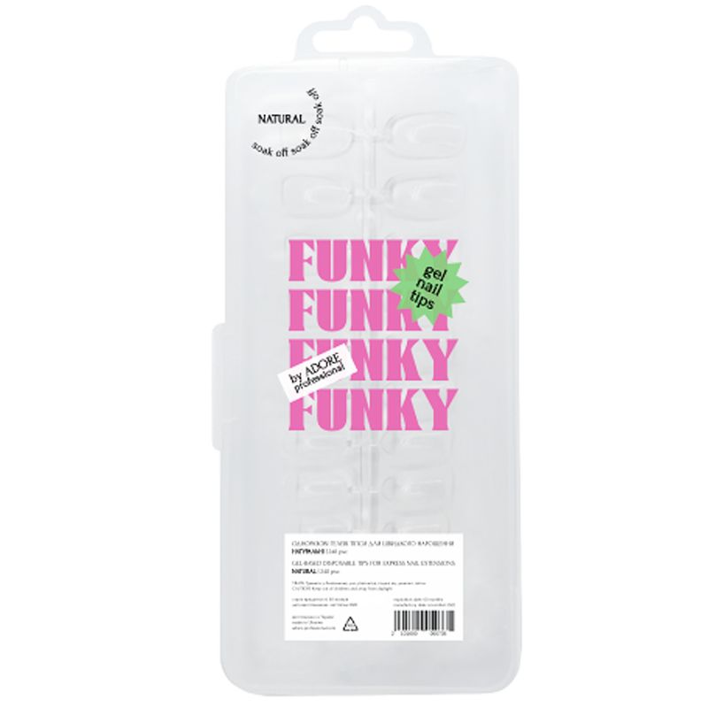 ADORE Funky Gel Nail Tips "NATURAL" – натуральний овал, 240 шт