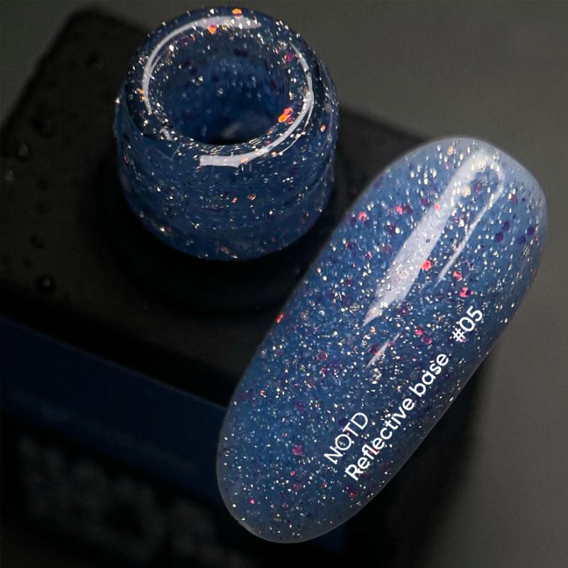 Nails Of The Day Base Reflective No. 05 (blue with silver and pink shimmer, reflective), 10 ml