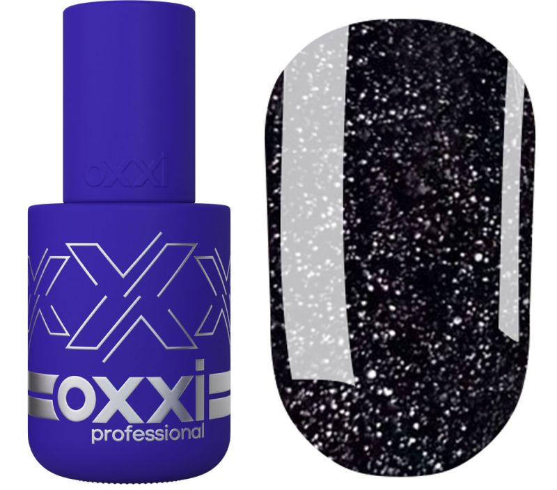 OXXI Gel nail polish Disco No. 002 (black with silver, reflective), 10 ml