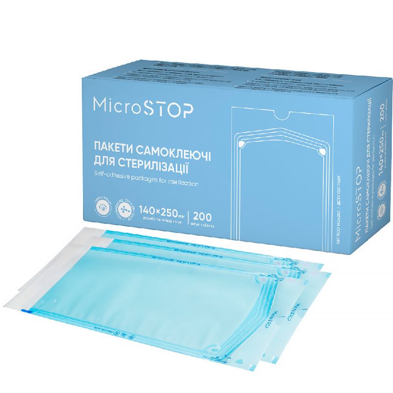MicroSTOP Self-adhesive bags for sterilization in an autoclave 140x250 (200 pcs.)