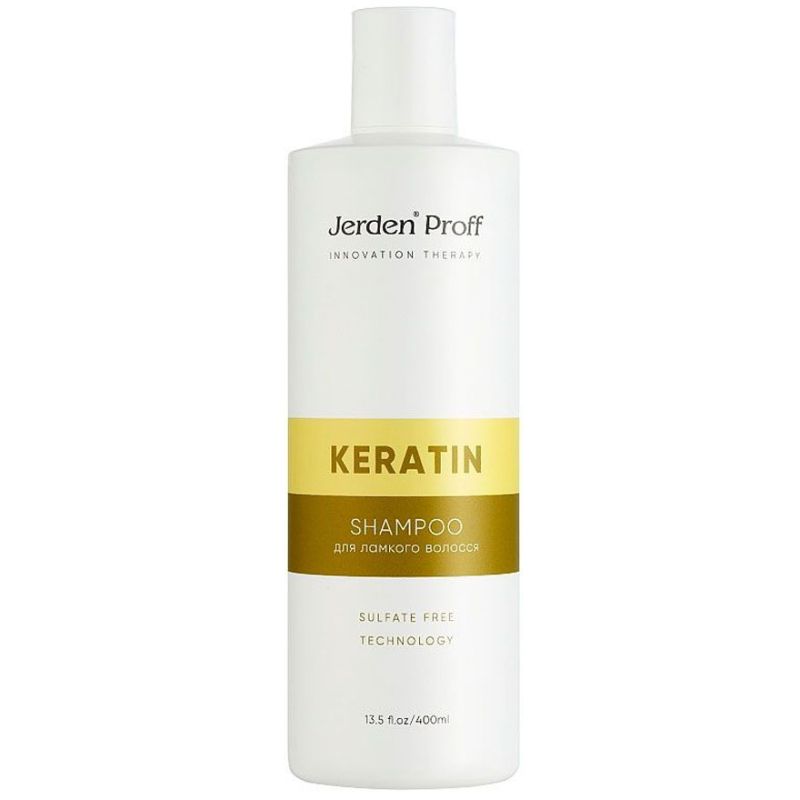 Jerden Proff KERATIN Шампунь безсульфатний для ламкого волосся з кератином, 400 мл