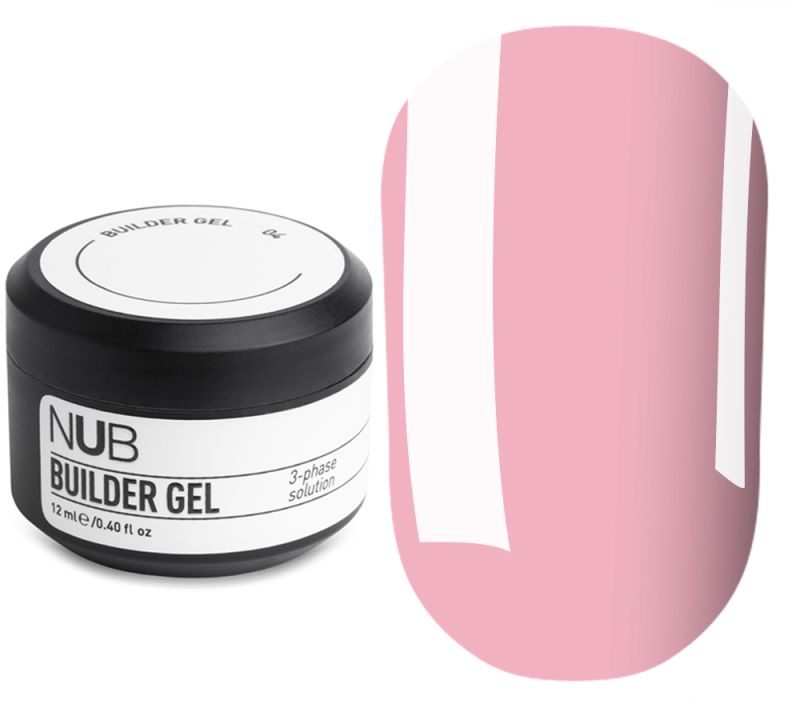 NUB Builder Gel №04 - Гель для наращивания трехфазный густой (светло-розовый), 12 мл