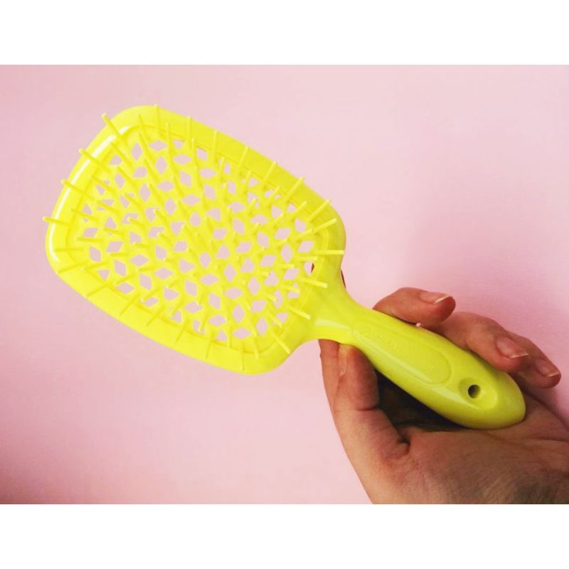 Janeke Superbrush Hair comb Yellow neon