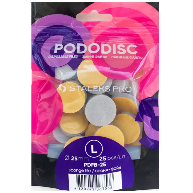 Sponge file polisher for pedicure disc STALEKS PRO PODODISC L (25 pcs)