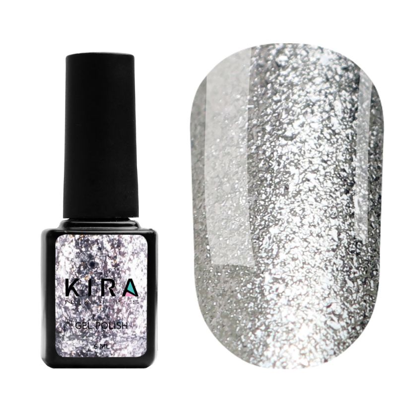 Гель-лак Kira Nails 24 Karat №001 (серебро с большим количеством блесток), 6 мл