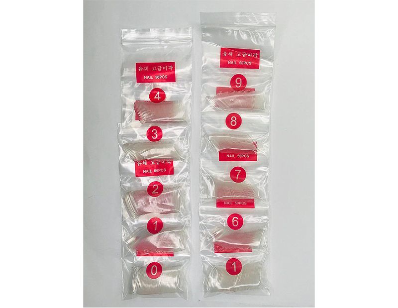 Oval nail tips, different sizes, transparent, 500 pcs